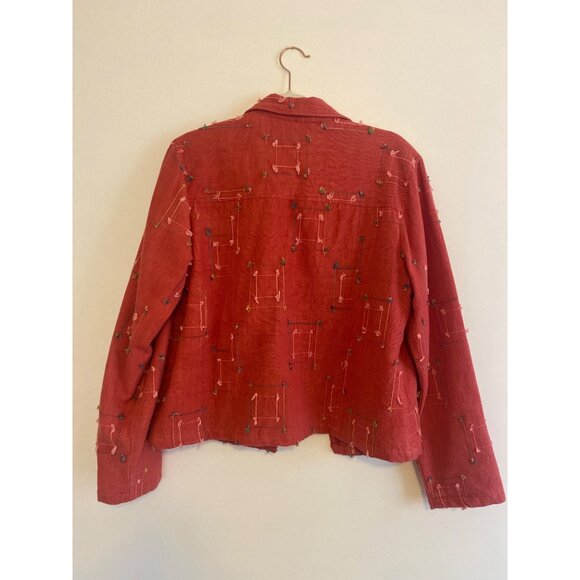 Vintage New Direction Women's Red Embroidered Button-Down Jacket Size M - Picture 5 of 7